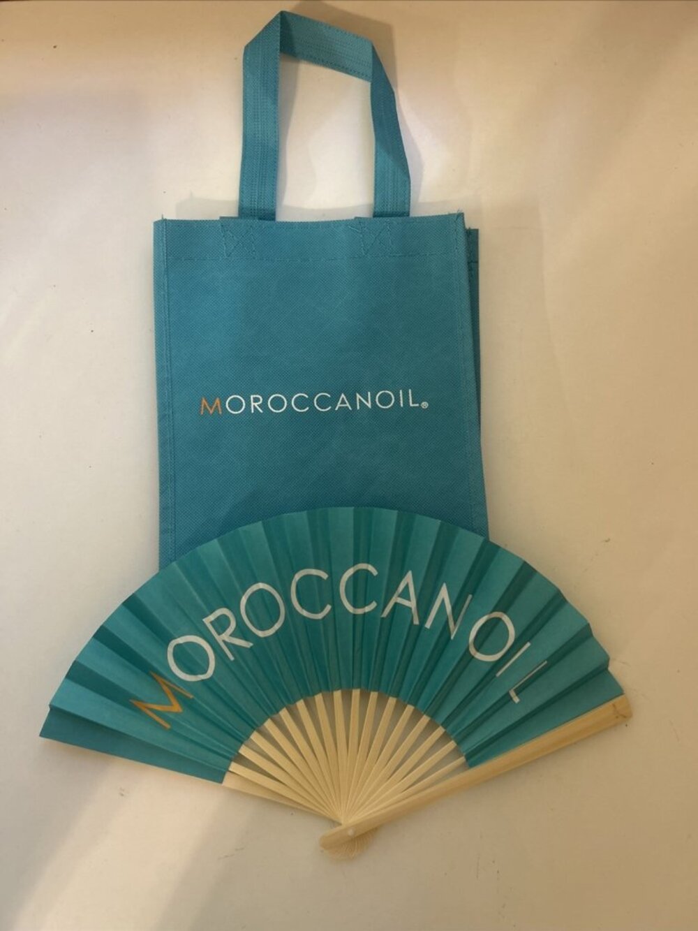 Moroccanoil Small Tote Bag Reusable Eco Bag & Fan, Preloved